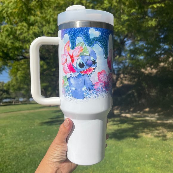 Custom 40 oz Tumbler Disney Lilo & Stitch Double-wall vacuum insulation … - Picture 6 of 9